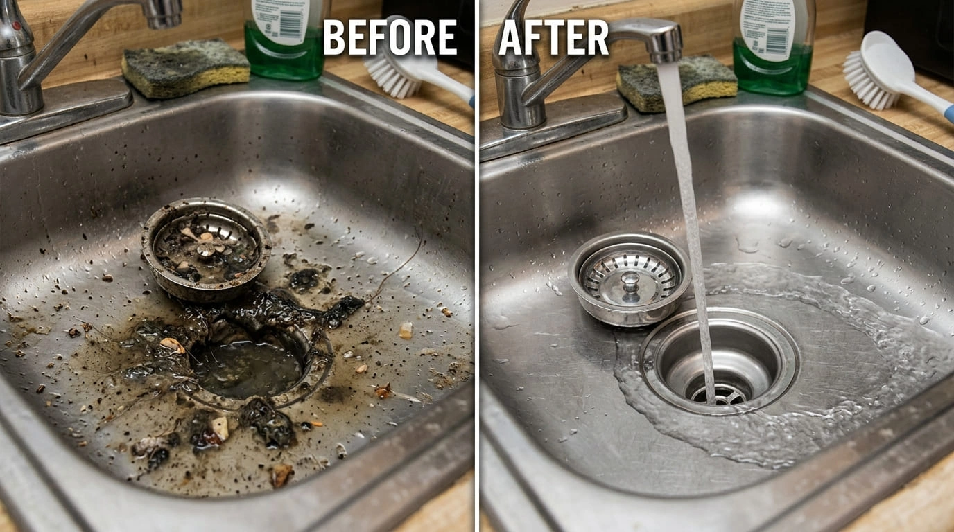 Drain Cleaning Service Before and After Sahua Glen Plumbing Glendale AZ