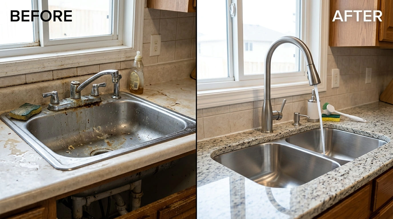Faucets Sinks Repair Replacement Before and After Sahua Glen Plumbing Glendale AZ