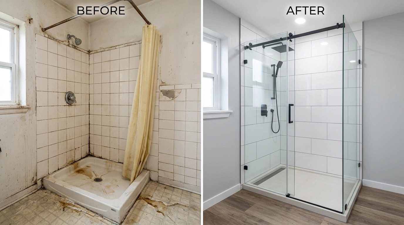 Shower Repair Replacement Before and After Sahua Glen Plumbing Glendale AZ